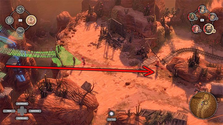 Także i w drugiej części miasteczka możesz zdecydować się przejść przy klifie, przy czym ponownie jest to dobry wybór tylko dla Coopera i Isabelle - Desperados 3: Dotrzyj do cmentarnej bramy - solucja, opis przejścia - Desperados 3 - poradnik do gry