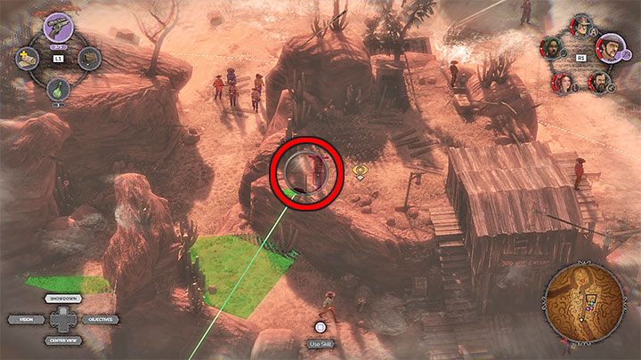 Kolejnym większym obszarem w prawej części kanionu jest duże wzniesienie (M16,14) - Desperados 3: Dotrzyj do cmentarnej bramy - solucja, opis przejścia - Desperados 3 - poradnik do gry