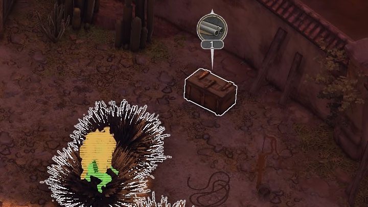 Na terenie cmentarza znajdują się 3 skrzynie z amunicją dla rewolweru Kate, pistoletu z lunetą McCoya i obrzyna Sancheza - Desperados 3: Zabij Franka i jego ludzi - finałowy boss - solucja - Desperados 3 - poradnik do gry