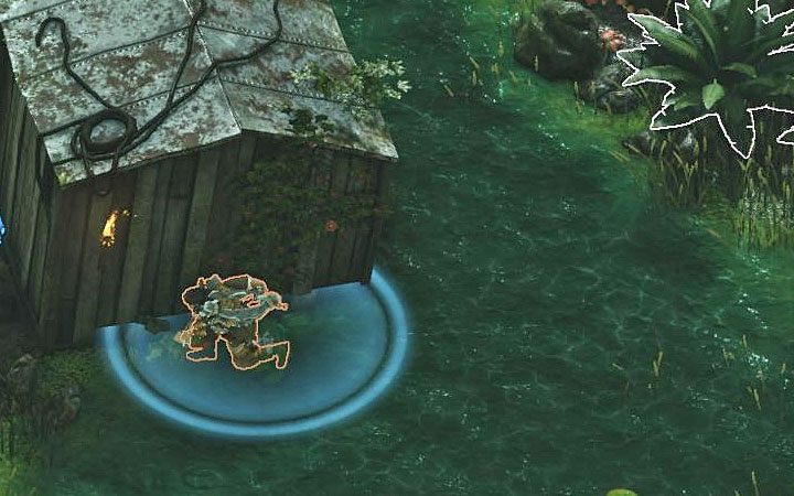 1) W okolicy znajduje się mnóstwo płytkich zbiorników wodnych, które oznaczone są na mapie ciemnymi plamami - Desperados 3: 11 Misja - mapa, odznaki/wyzwania - Desperados 3 - poradnik do gry