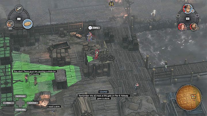 Prawa ścieżka zakłada przejście przez Przystań 9 (M12,13), czyli przez lokację, którą mogłeś już odwiedzić w ramach rozgrywania misji 10 - Desperados 3: 12 Misja - mapa i odznaki/wyzwania - Desperados 3 - poradnik do gry