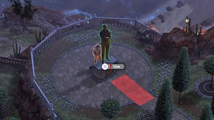 Duży posąg Devitta możesz znaleźć w tylnych ogrodach posiadłości (M15,15) - Desperados 3: 15 Misja - mapa i odznaki/wyzwania - Desperados 3 - poradnik do gry