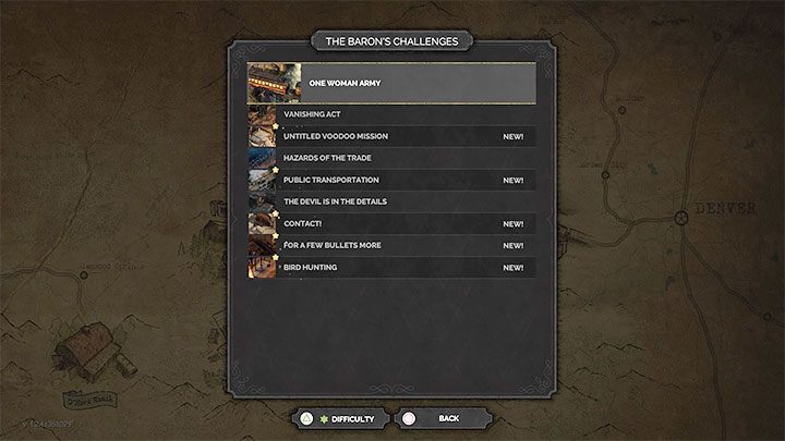 Wyzwania barona możesz przeglądać z poziomu menu wyboru etapu - Desperados 3: Trofea, lista - wszystkie osiągnięcia - Desperados 3 - poradnik do gry
