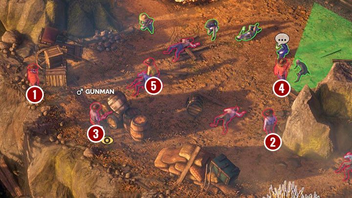 Punkt 2 - Zakładnicy przetrzymywani są w obszarze z aż pięcioma bandytami - Desperados 3: Cywile, misja 2 - jak uratować wszystkich? - Desperados 3 - poradnik do gry