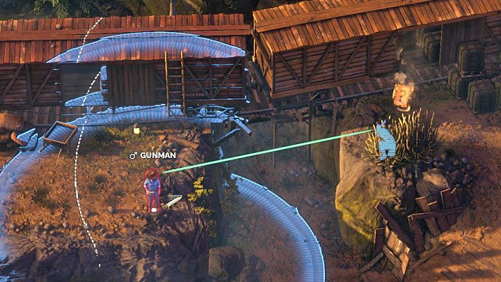 Kolejnych wrogów spotkasz na zachód od miejsca startu (M2,2), przy czym niebezpieczny jest wyłącznie bandyta stojący obok wagonów - Desperados 3: Uratuj McCoya, 2 Misja - solucja, opis przejścia - Desperados 3 - poradnik do gry