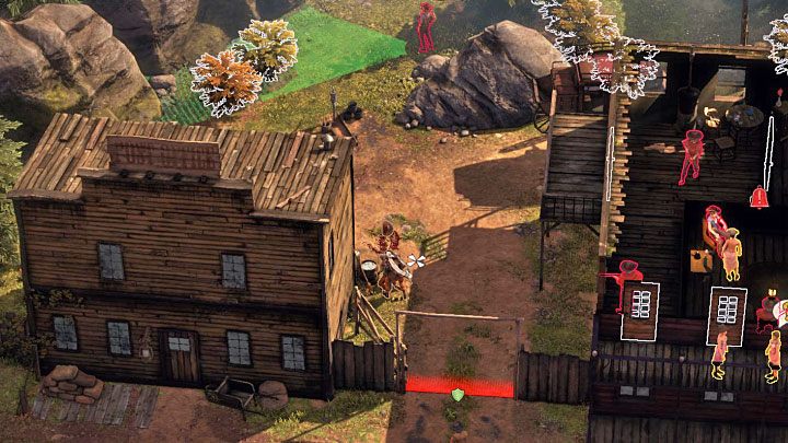 Frontowe wejście do domu uciech jest niedostępne, ale nawet gdyby było wnętrze burdelu jest lokacją, do której nieuprawnione osoby nie mają prawa wstępu - Desperados 3: Zabij Wild Marge, 3 Misja - solucja, opis przejścia - Desperados 3 - poradnik do gry