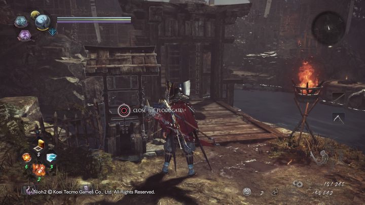 Podejdź do przełącznika i zamknij śluzę - Tajemniczy zamek jednej nocy | Solucja NiOh 2 - NiOh 2 - poradnik do gry