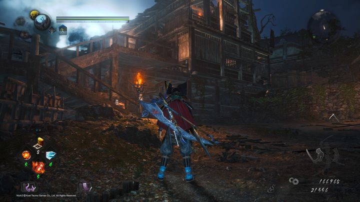 Po pokonaniu Yokai i oczyszczeniu lokacji, otwórz skrzynię i wejdź po drabinie na górę - Sanktuarium żmii | Solucja NiOh 2 - NiOh 2 - poradnik do gry