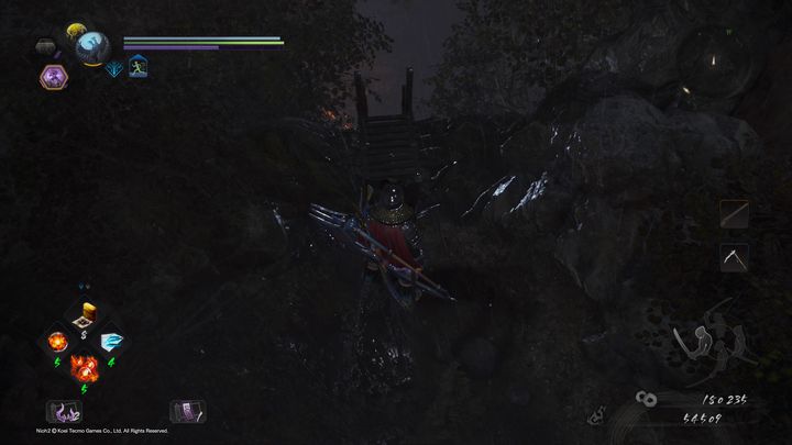 Po opuszczeniu drabiny, cofnij się do jaskini, gdzie walczyłeś z Yamanba - Ukryte potwory Okehazamy | Solucja NiOh 2 - NiOh 2 - poradnik do gry