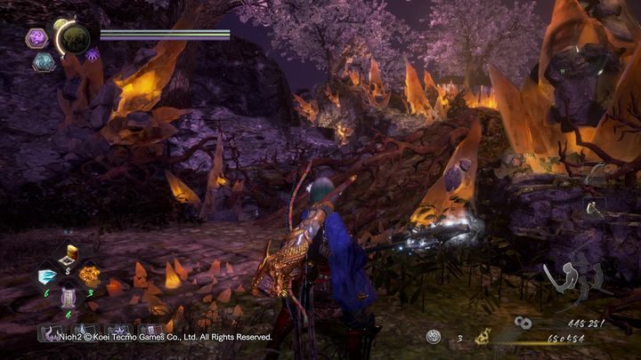 Pomódl się przy chramie, następnie udaj się po korzeniach w górę, droga prowadzi do bossa - NiOh 2: Podziwianie kwiatów wiśni w Daigo, solucja - NiOh 2 - poradnik do gry