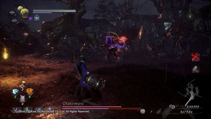 Brute: W tej formie, Otakemaru nic sobie nie robi z twoich ataków, nawet jeśli przyjmie potężne ciosy, i tak nadal będzie wykonywał swoje ataki - NiOh 2: Otakemaru - boss - NiOh 2 - poradnik do gry