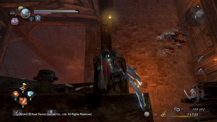 Przy mechanizmie pozwalającym przyzwać windę, znajduje się Enki ukryty w krainie Yokai - Opuszczona warownia | Solucja NiOh 2 - NiOh 2 - poradnik do gry