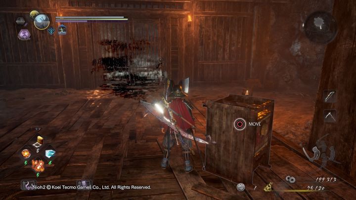 Po wjechaniu na górę, idź przed siebie, napotkasz tam ludzkiego żołnierza, możesz do niego podejść i zadać duże obrażenia, gdyż jest skierowany do ciebie plecami - Opuszczona warownia | Solucja NiOh 2 - NiOh 2 - poradnik do gry