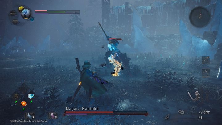 Magara może również skrócić dystans do ciebie, wybiegając w twoją stronę, wykonując przy tym jedno machnięcie Odachi - Magara Naotaka | Boss w NiOh 2 - NiOh 2 - poradnik do gry