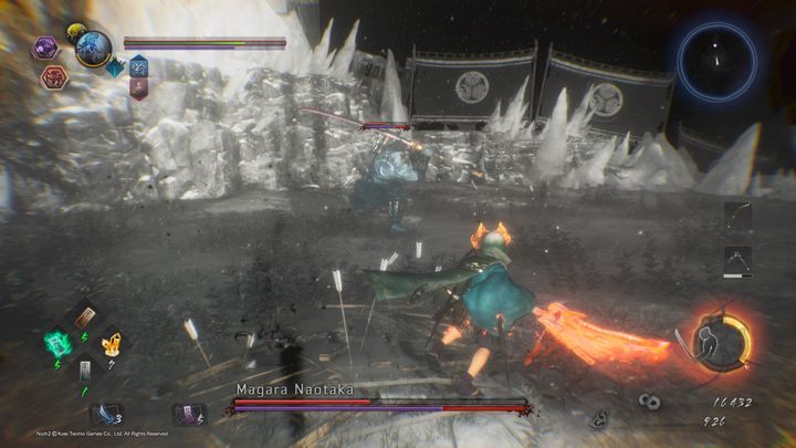 Jeśli mowa o jego nowych Burst Attack to tworzy on lodową broń, którą wymachuje przez długi czas - Magara Naotaka | Boss w NiOh 2 - NiOh 2 - poradnik do gry