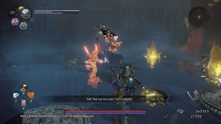 Jego włosy potrafią stanąć w ogniu, przez co trzeba na nie uważać - NiOh 2: Shuten Doji - boss - NiOh 2 - poradnik do gry