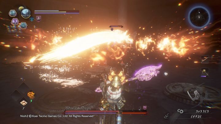 Próbuj atakować jego tykwę z której pije alkohol, gdyż tam znajdują się kryształy Amrity - NiOh 2: Shuten Doji - boss - NiOh 2 - poradnik do gry