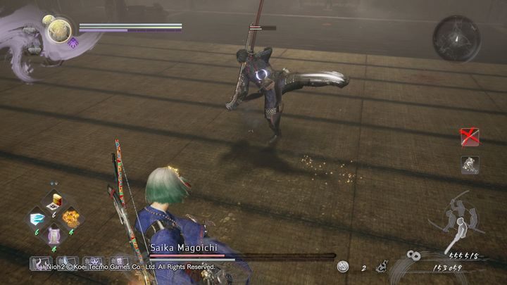 Saika jednakże może również atakować swoim mieczem - Saika Magoichi | Boss w NiOh 2 - NiOh 2 - poradnik do gry