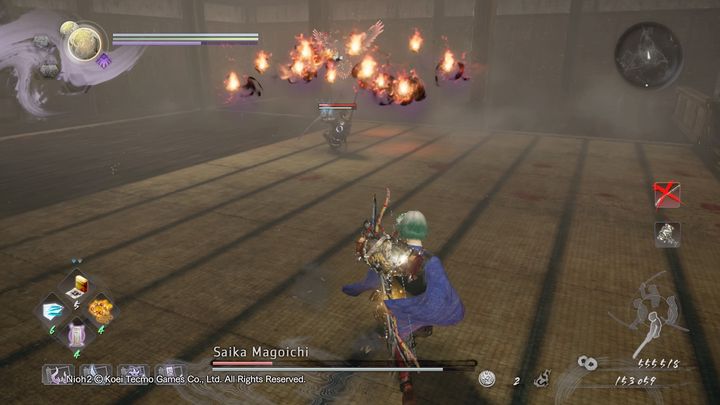 Boss może również zacząć unosić się w powietrzu i wykonywać przeróżne kombinacje - Saika Magoichi | Boss w NiOh 2 - NiOh 2 - poradnik do gry