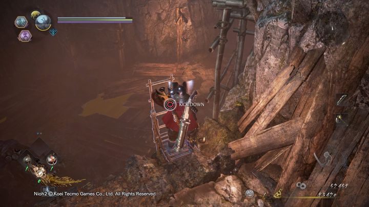 Cofnij się trochę, po lewej stronie znajduje się przedmiot, jednak uważaj na pająka, który wisi na suficie - Ptak w klatce | Solucja NiOh 2 - NiOh 2 - poradnik do gry