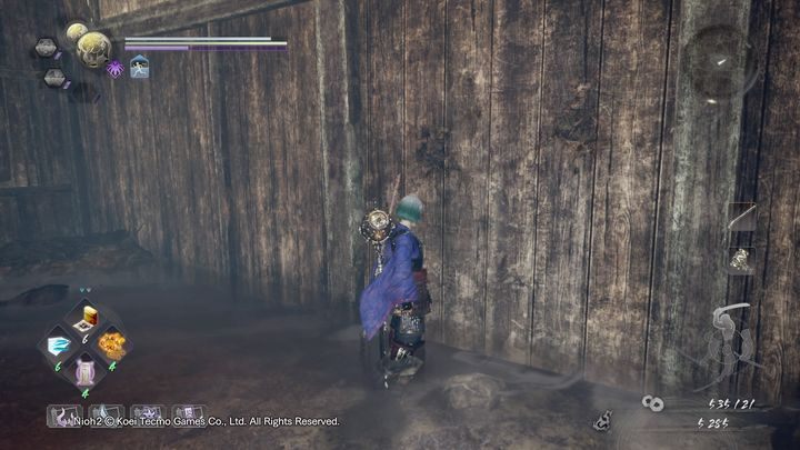 Przy jednej ze ścian znajduje się Nurikabe, zwróć uwagę na kolor jego oczu i wykonaj gest w tym kolorze - Nieokiełznana woda | Solucja NiOh 2 - NiOh 2 - poradnik do gry