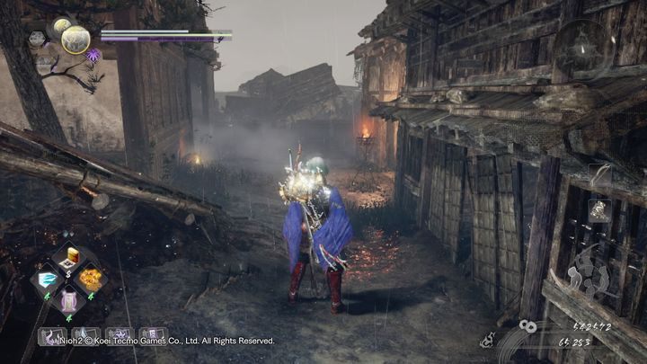 Gdy już to zrobisz, skręć w lewo i idź między widocznymi na zdjęciu budynkami - Nieokiełznana woda | Solucja NiOh 2 - NiOh 2 - poradnik do gry