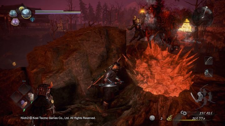 Po lewej stronie za zniszczonym kryształem, znajdziesz Sudamę, natomiast po prawej znajdować się będzie żołnierz Yokai - NiOh 2: Bystry demon, solucja - NiOh 2 - poradnik do gry