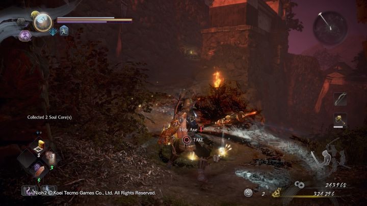 Gdy już to nastąpi, udaj się na górę, skręć lekko w prawo wchodząc na górę i cofnij się - NiOh 2: Bystry demon, solucja - NiOh 2 - poradnik do gry