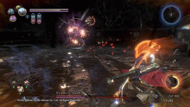 Gdy jego pasek staminy spadnie do zera, bądź walka będzie się znacznie przedłużać, aktywuje swoją przemianę, tworząc krainę Yokai - NiOh 2: Ryomen Sukuna - boss - NiOh 2 - poradnik do gry