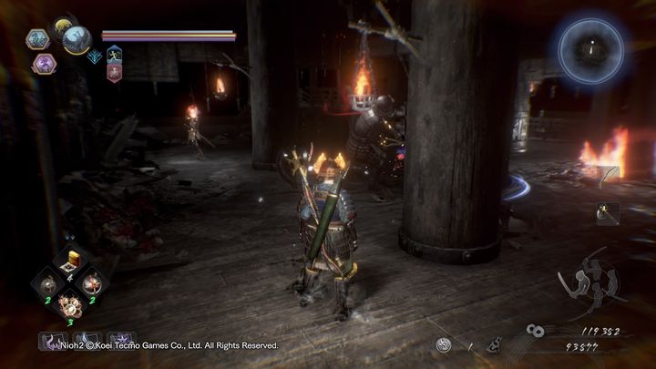 Na samej górze wkroczysz do krainy Yokai, w której znajdować się będą między innymi szkielet łucznik, większy szkielet wojownik oraz Yoki po prawej stronie - NiOh 2: Niechybne zniszczenie, solucja - NiOh 2 - poradnik do gry