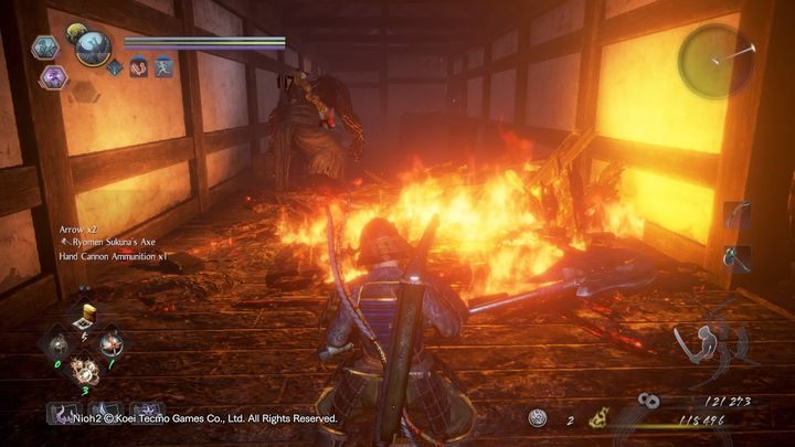 Na dole znajduje się Onyudo, uważaj na ogień walcząc z nim, gdyż jest na niego odporny - NiOh 2: Niechybne zniszczenie, solucja - NiOh 2 - poradnik do gry