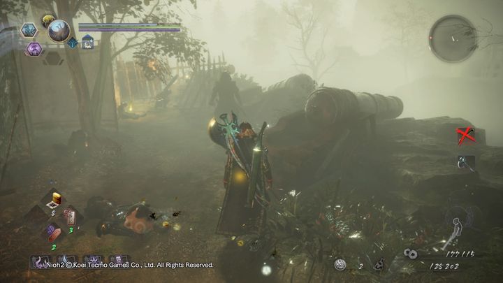Po prawej stronie przy zepsutych armatach, znajdują się kolejni wrogowie - NiOh 2: Dwie twarze gościnności, solucja - NiOh 2 - poradnik do gry