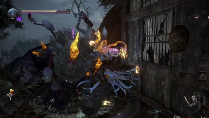 Potyczka z Gakim, opiera się na szybkim podchodzeniu do przeciwnika, atakowaniu i cofaniu się - Wioska przeklętego kwiecia | Solucja NiOh 2 - NiOh 2 - poradnik do gry
