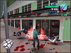 A to grozi ostrzałem przez gangsterów z sąsiednich grup, którym takie zachowanie się z pewnością nie spodoba - Numer 4 Rampage - Grand Theft Auto: Vice City - poradnik do gry