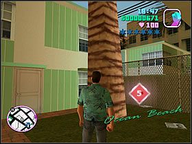 W okolicy pomiędzy zielonymi budynkami znajdziesz mnóstwo wybrukowanych czerwoną kostką przejść - Numer 5 Rampage - Grand Theft Auto: Vice City - poradnik do gry