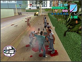 Zabierz się za ta grupę, którą będzie jak najdalej od innych - po zaatakowaniu jednej, reszta zacznie do Ciebie strzelać - Numer 5 Rampage - Grand Theft Auto: Vice City - poradnik do gry