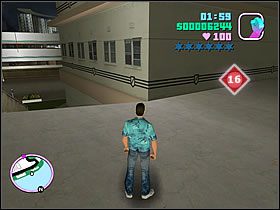 Na zakręcie, za budynkiem przy brzegu mapy znajdziesz zaułek, do którego da się wjechać pojazdem - Numer 16 Rampage - Grand Theft Auto: Vice City - poradnik do gry