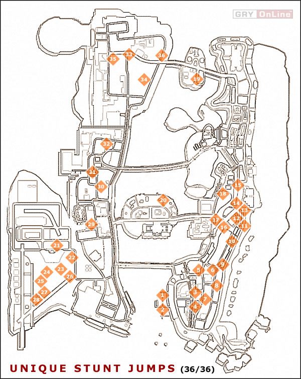 1 - Mapa Unique Stunt Jumps - Grand Theft Auto: Vice City - poradnik do gry