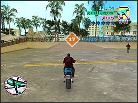 Po wylądowaniu z poprzedniego skoku obróć się o 180 stopni i skręć w prawo od mostku - Numer 13-18 Unique Stunt Jumps - Grand Theft Auto: Vice City - poradnik do gry