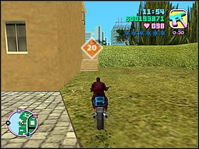 Na wyspie z Willą Diaza, jadąc od strony części miasta, gdzie zaczynasz grę, skręć od razu w prawo, w półokrągłą uliczkę - Numer 19-24 Unique Stunt Jumps - Grand Theft Auto: Vice City - poradnik do gry