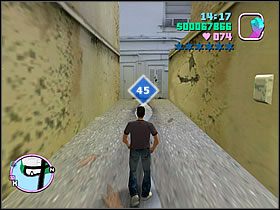 Na niewielkiej wysepce pomiędzy dwoma częściami miasta, tej zlokalizowanej najbardziej na północ, wjedź pomiędzy dwa budynki - Numer 41-45 Hidden Packages - Grand Theft Auto: Vice City - poradnik do gry