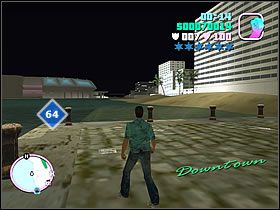 Tym razem rozejrzyj się dokładnie przy nabrzeżu, za Phils Place Dokładnie w rogu będzie czekać paczuszka - Numer 61-65 Hidden Packages (2) - Grand Theft Auto: Vice City - poradnik do gry