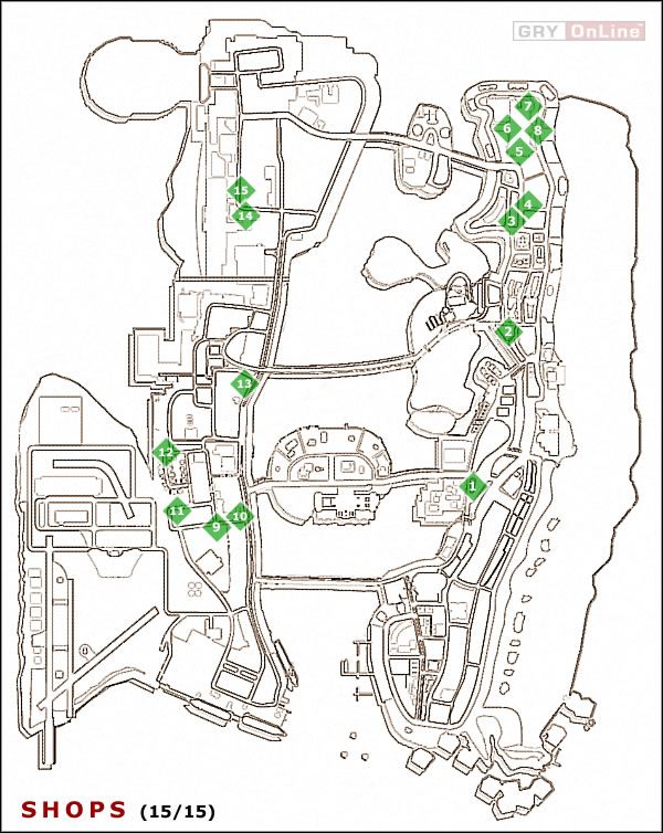 1 - Mapa Shops - Grand Theft Auto: Vice City - poradnik do gry