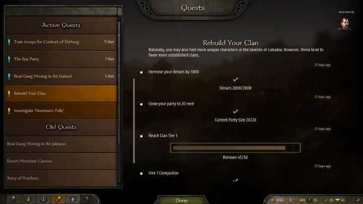 Z ulepszeniem klanu wiąże się misja Rebuild Your Clan. - M&B 2 Bannerlord: Początki - co robić najpierw? - Mount and Blade 2 Bannerlord - poradnik do gry