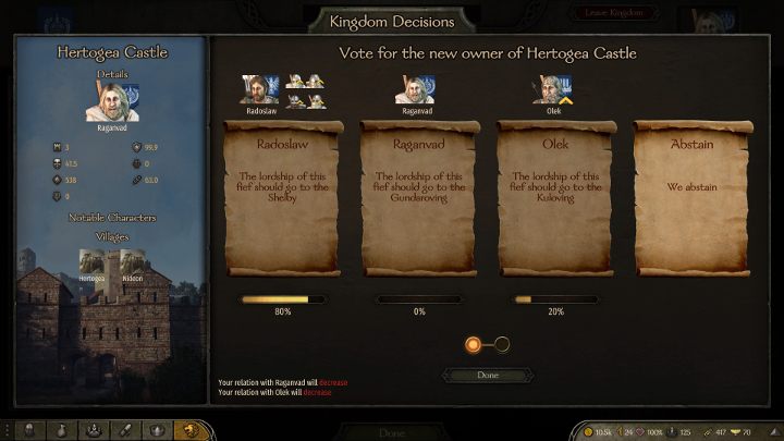 W głosowaniu możesz zdobyć miasto lub zamek. - M&B 2 Bannerlord: Frakcja - jak dołączyć, jak zdobyć lenno, porady - Mount and Blade 2 Bannerlord - poradnik do gry