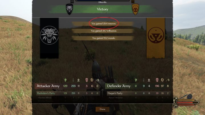 Najwięcej renomy zdobędziesz po pokonaniu liczniejszej armii przeciwnika. - M&B 2 Bannerlord: Klan - rekrutowanie członków, pozycje w klanie (Clan Role) - Mount and Blade 2 Bannerlord - poradnik do gry
