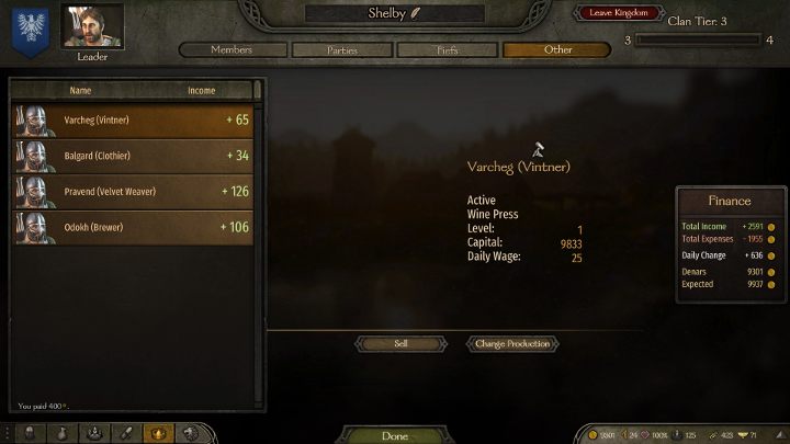 Czasami warsztat przestaje zarabiać albo jego zarobki są niewystarczające - wtedy warto zastanowić się nad zmianą typu produkcji. - M&B 2 Bannerlord: Jak kupić warsztat (Workshop)? - Mount and Blade 2 Bannerlord - poradnik do gry