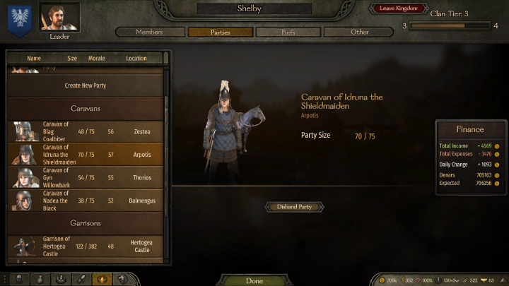 Do obsługi karawany musisz przydzielić swojego towarzysza. - M&B 2 Bannerlord: Jak zarabiać pieniądze? - Mount and Blade 2 Bannerlord - poradnik do gry