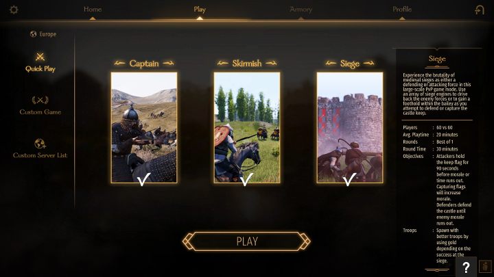 Tryb multiplayer oferuje trzy różne typy rozgrywki. - M&B 2 Bannerlord: Tryby gry - multiplayer, kampania - Mount and Blade 2 Bannerlord - poradnik do gry