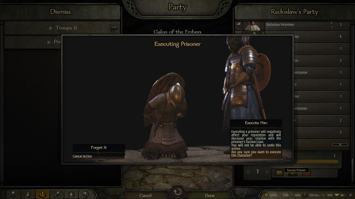 Lordów może zabijać w oknie swojego oddziału. - M&B 2 Bannerlord: Jak wykonać egzekucję lorda, jakie są skutki? - Mount and Blade 2 Bannerlord - poradnik do gry